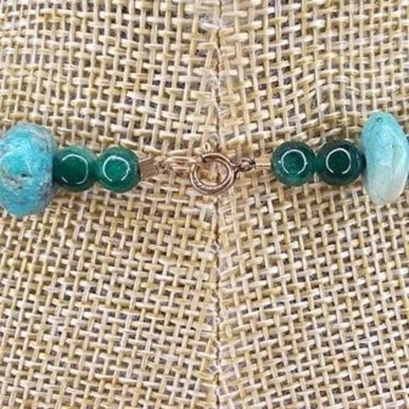 Natural Round Stone Beaded 1/20th 14K G.P. Necklace 24"L - Picture 4 of 6